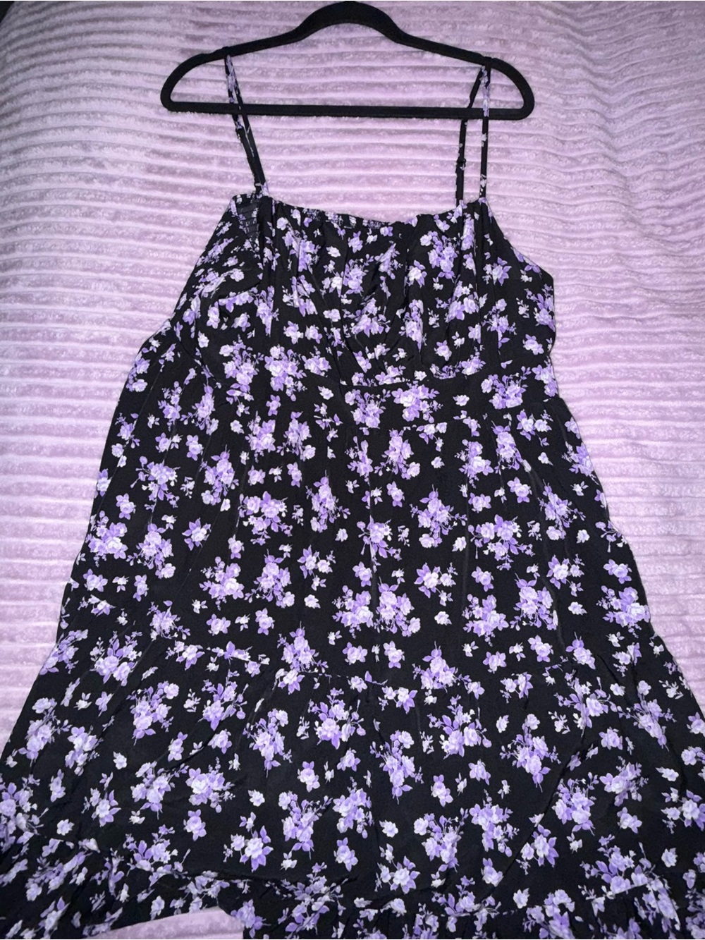 SHEIN Black Dress with Lavender Floral Print
